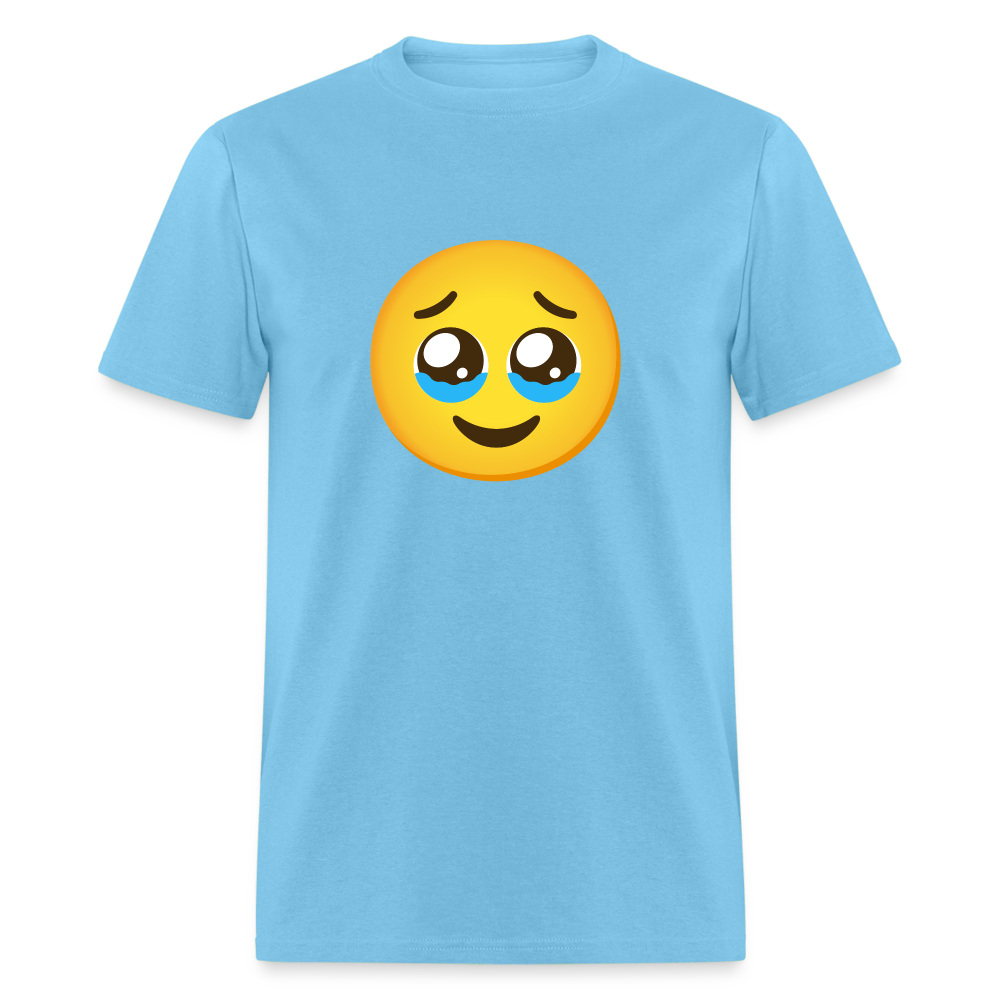 🥹 Face Holding Back Tears (Google Noto Color Emoji) Unisex Classic T-Shirt - aquatic blue