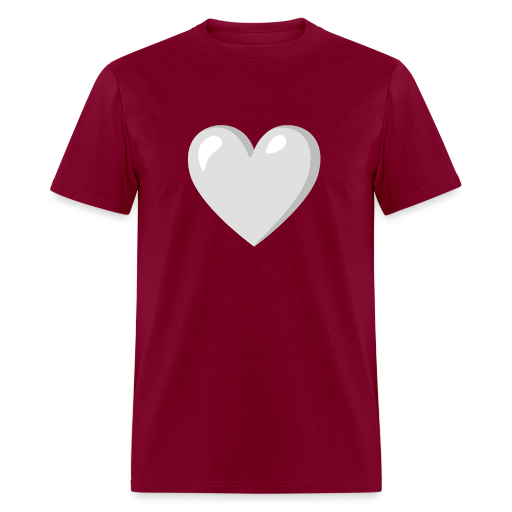 🤍 White Heart (Google Noto Color Emoji) Unisex Classic T-Shirt - burgundy