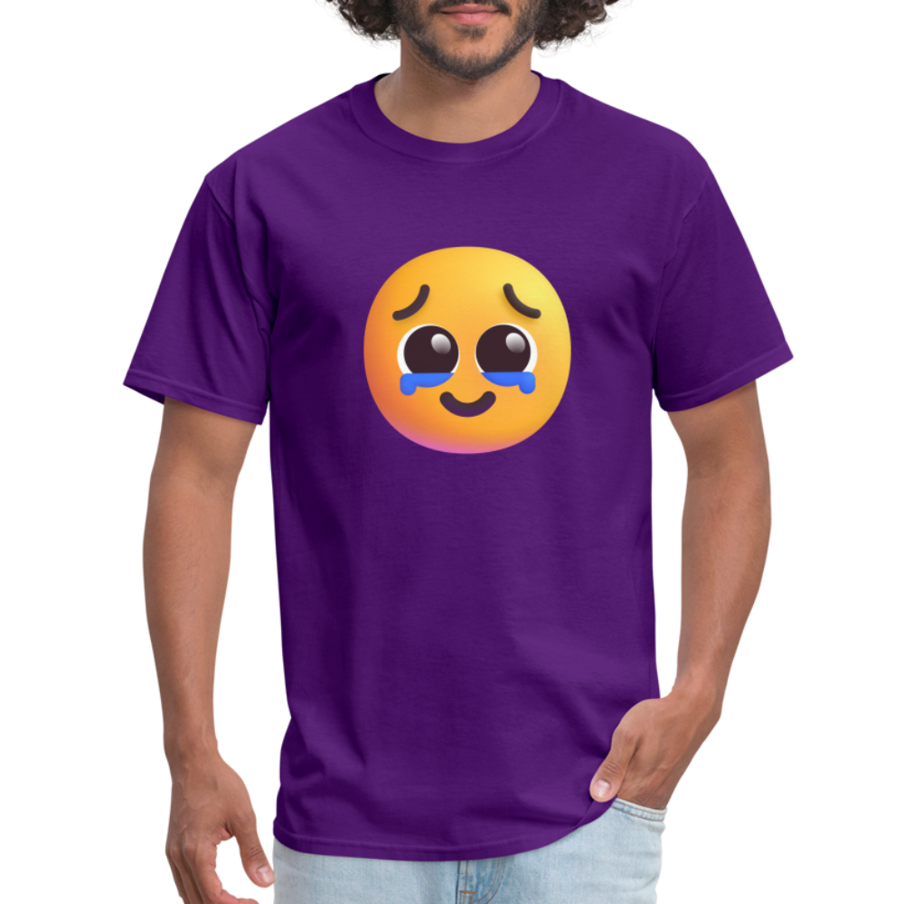 🥹 Face Holding Back Tears (Microsoft Fluent) Unisex Classic T-Shirt - purple