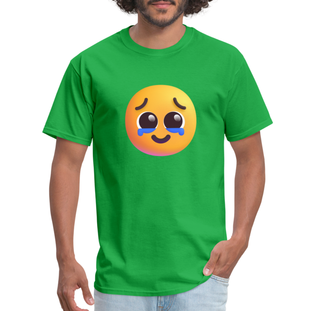 🥹 Face Holding Back Tears (Microsoft Fluent) Unisex Classic T-Shirt - bright green