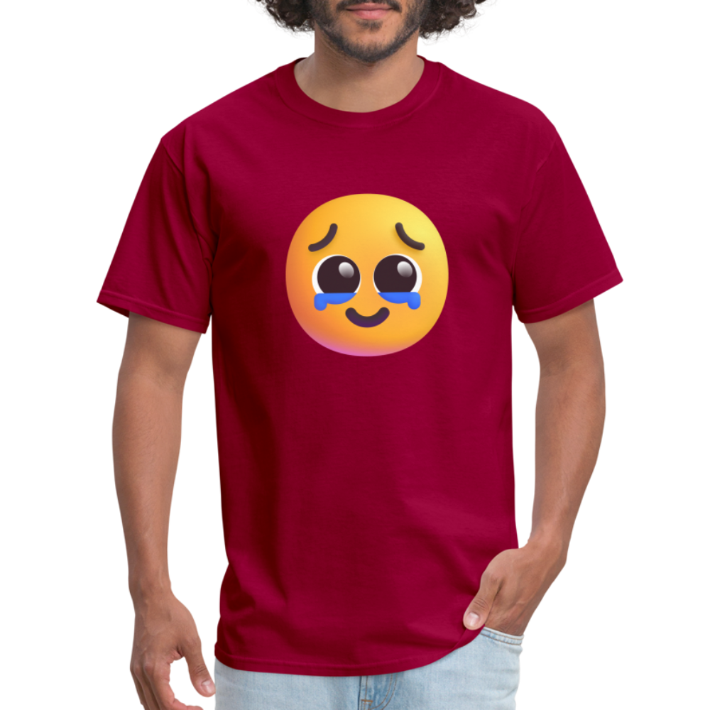 🥹 Face Holding Back Tears (Microsoft Fluent) Unisex Classic T-Shirt - dark red