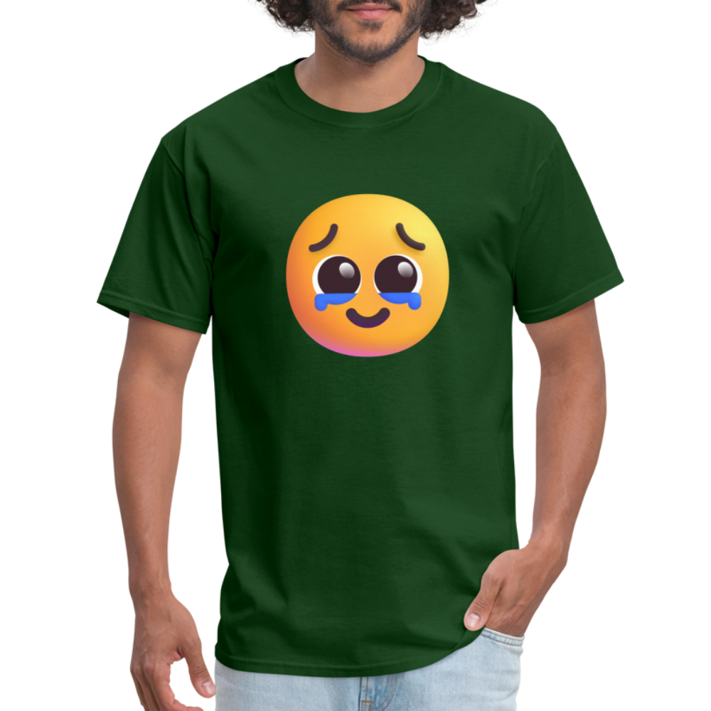 🥹 Face Holding Back Tears (Microsoft Fluent) Unisex Classic T-Shirt - forest green