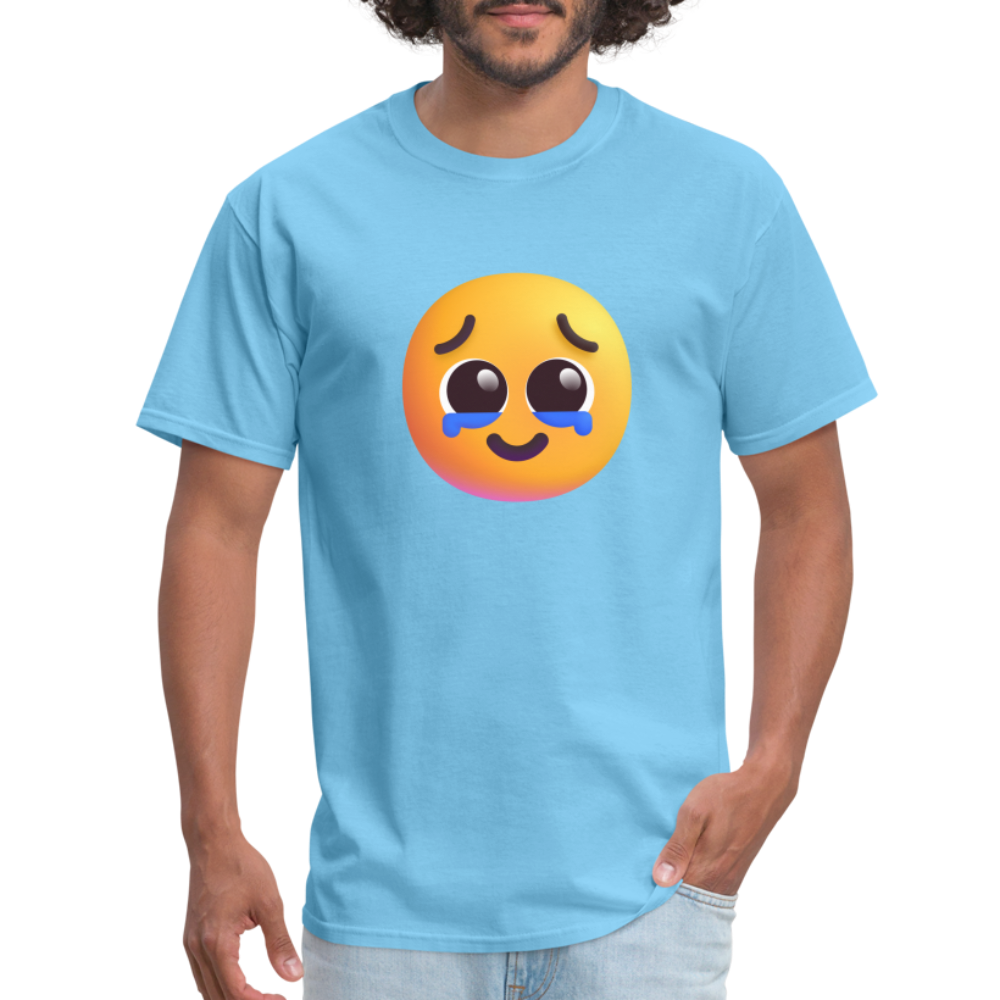 🥹 Face Holding Back Tears (Microsoft Fluent) Unisex Classic T-Shirt - aquatic blue