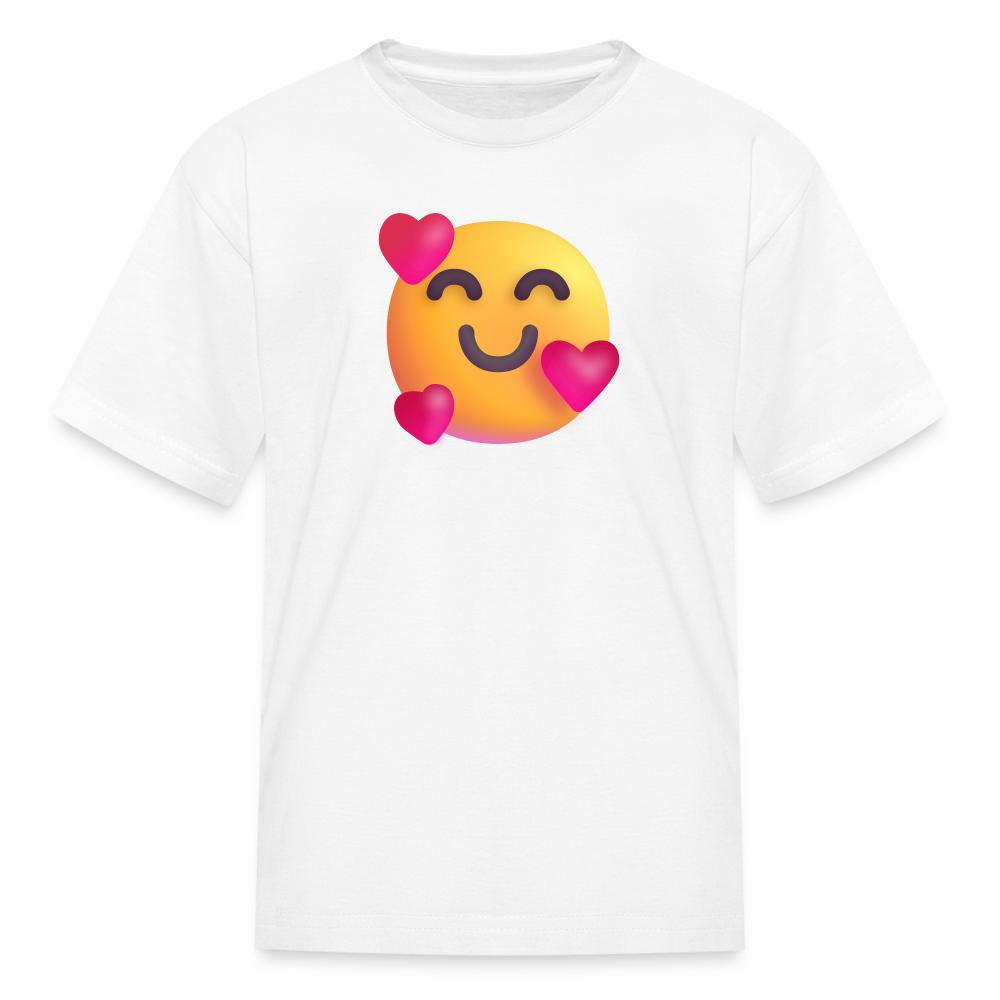 🥰 Smiling Face with Hearts (Microsoft Fluent) Kids' T-Shirt - white