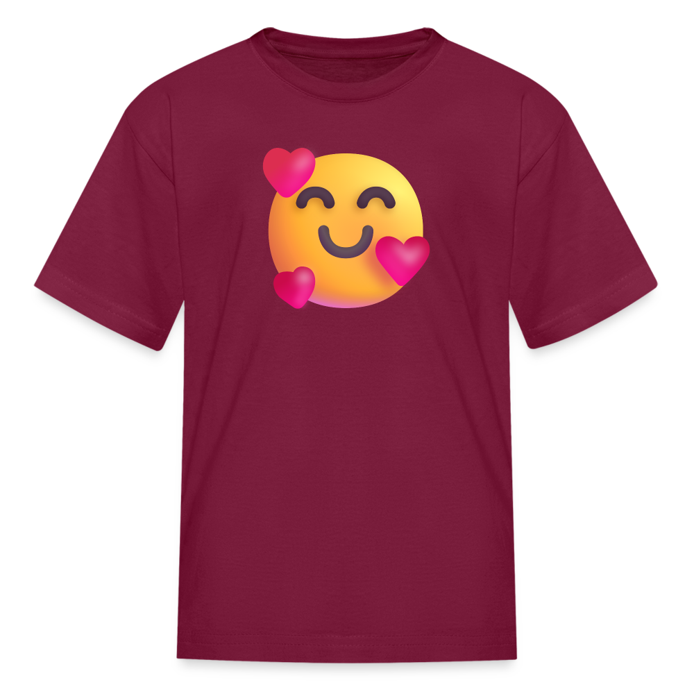 🥰 Smiling Face with Hearts (Microsoft Fluent) Kids' T-Shirt - burgundy