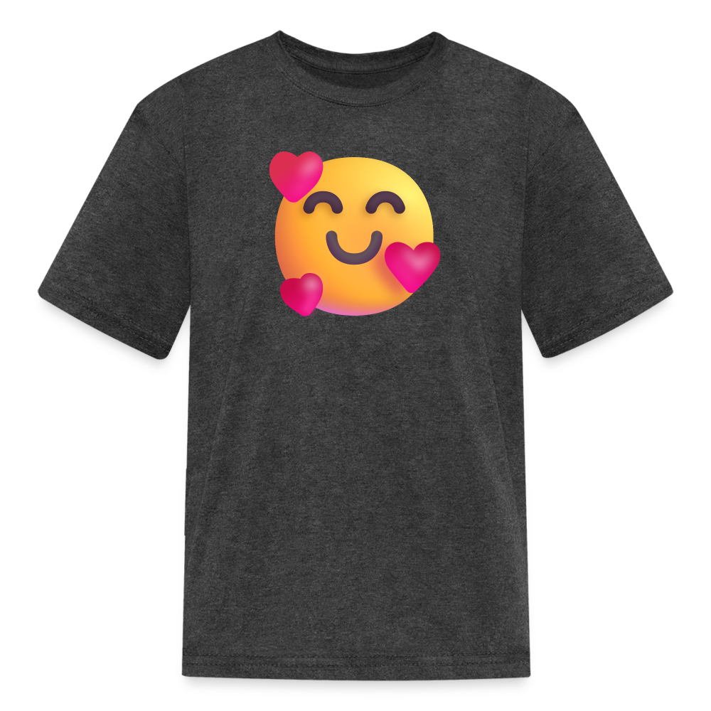 🥰 Smiling Face with Hearts (Microsoft Fluent) Kids' T-Shirt - heather black