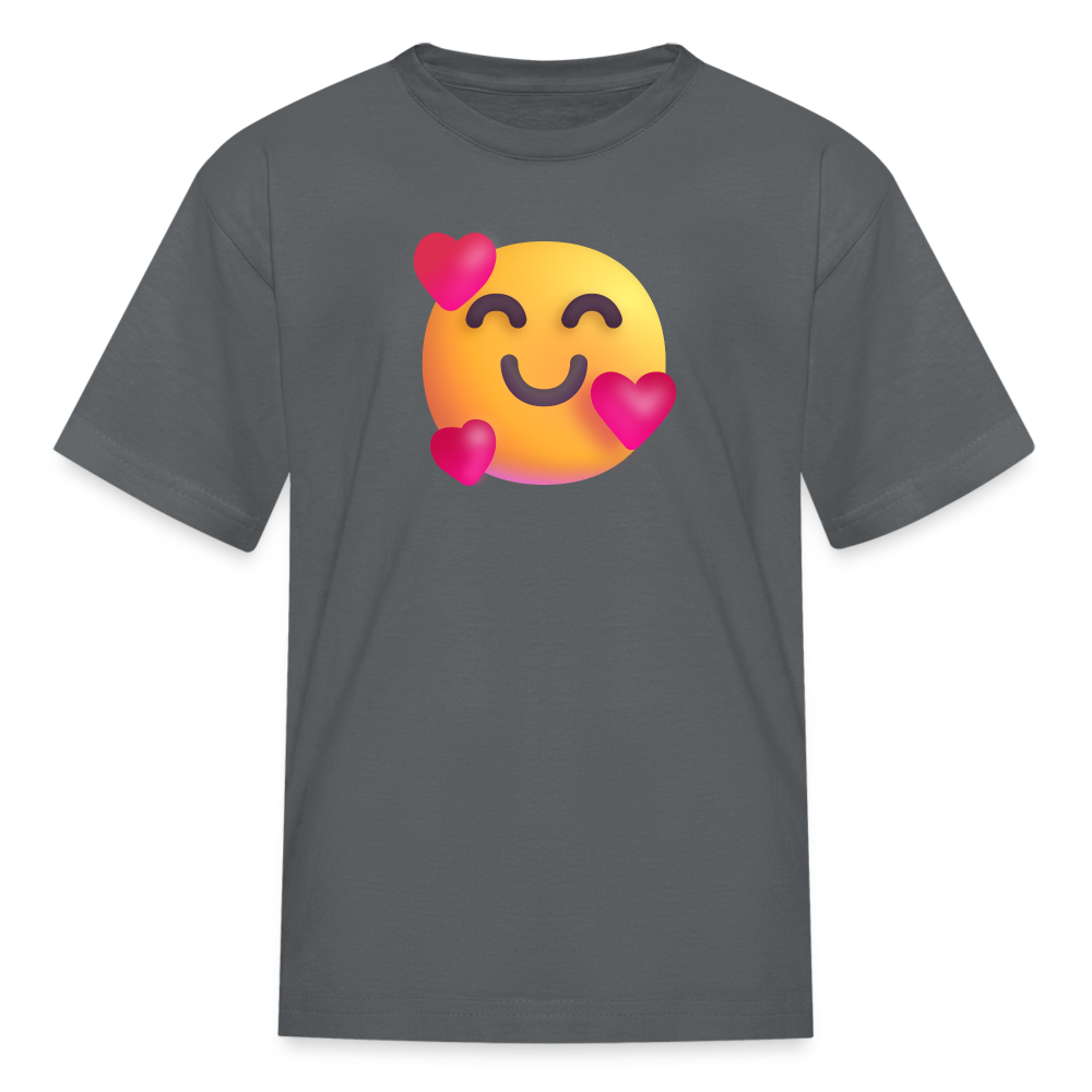 🥰 Smiling Face with Hearts (Microsoft Fluent) Kids' T-Shirt - charcoal