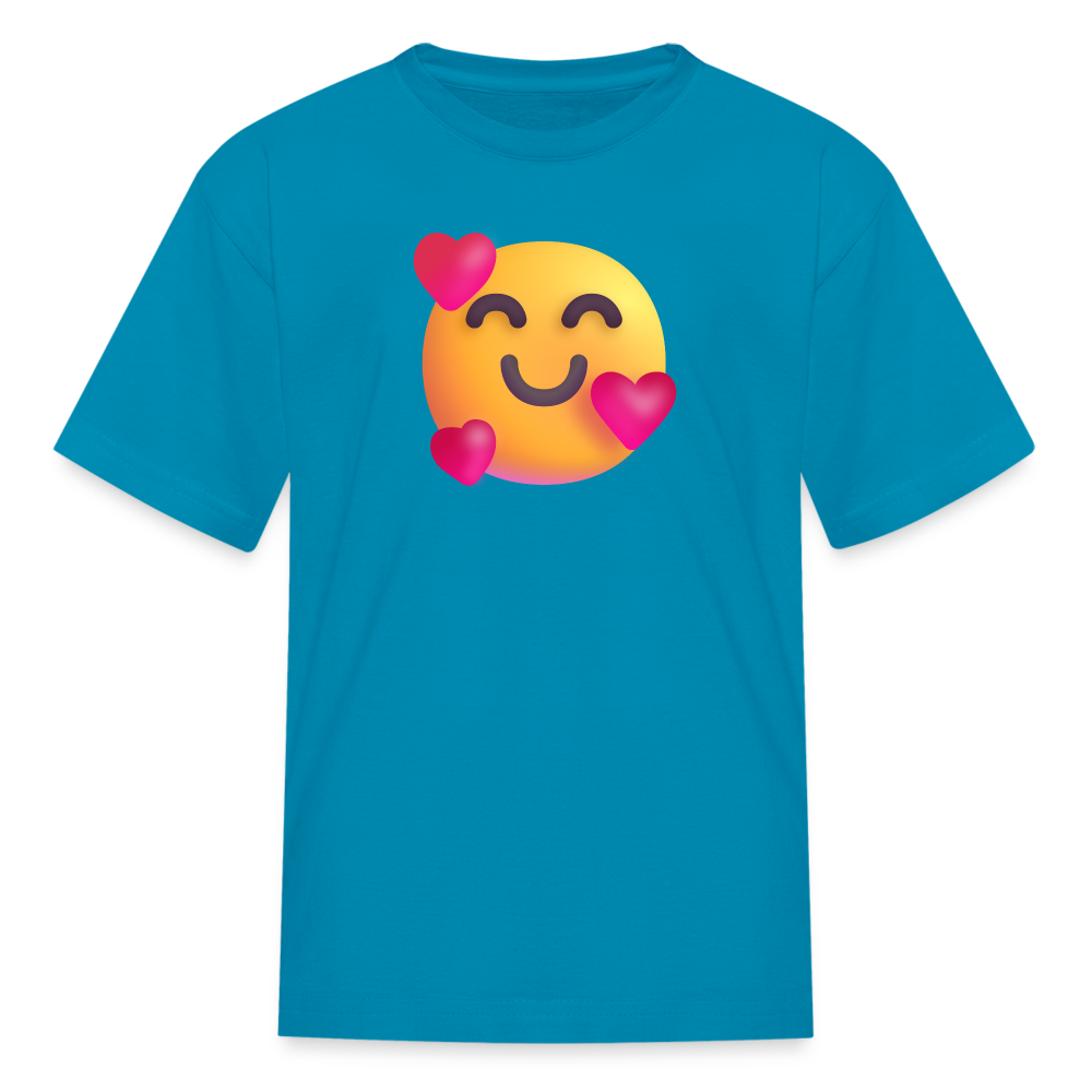 🥰 Smiling Face with Hearts (Microsoft Fluent) Kids' T-Shirt - turquoise
