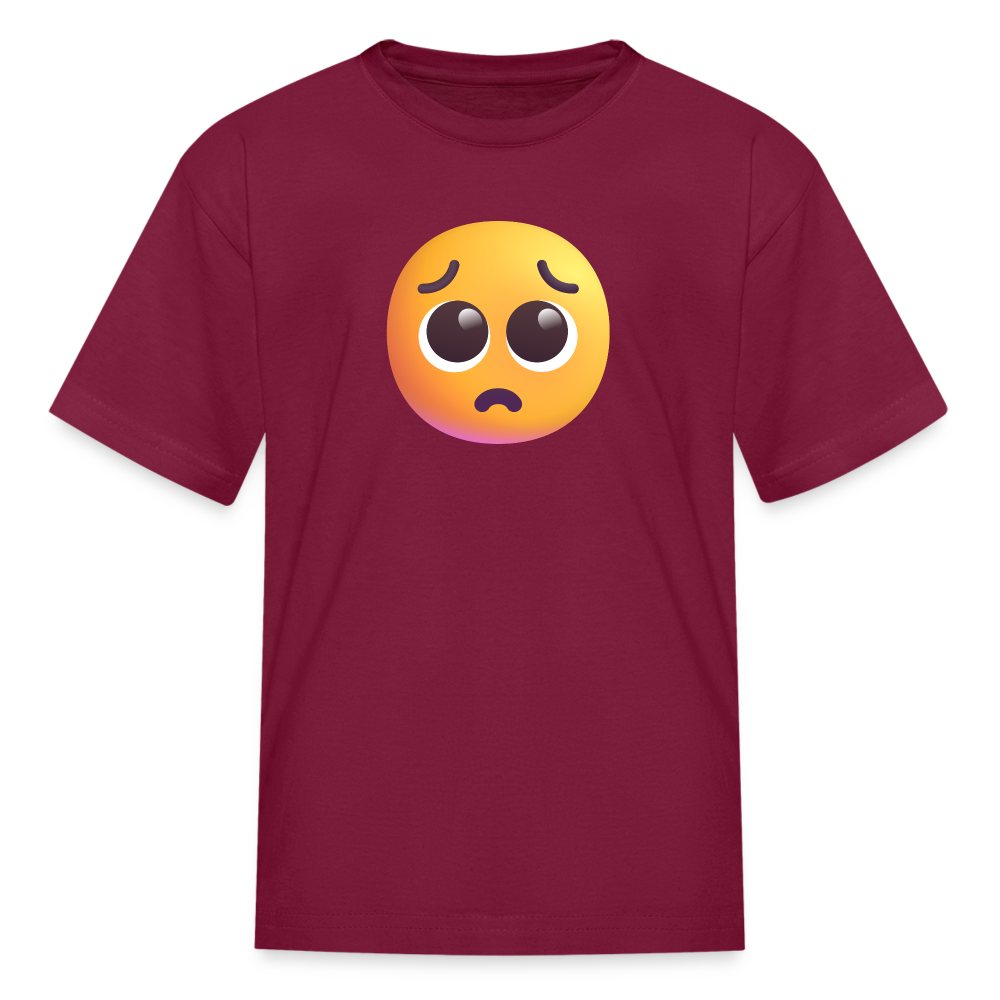 🥺 Pleading Face (Microsoft Fluent) Kids' T-Shirt - burgundy