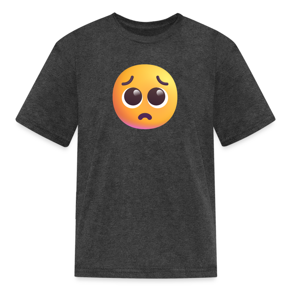 🥺 Pleading Face (Microsoft Fluent) Kids' T-Shirt - heather black