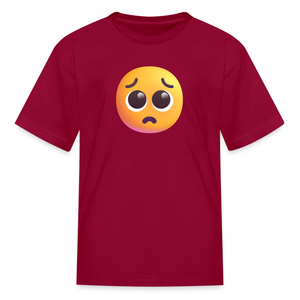 🥺 Pleading Face (Microsoft Fluent) Kids' T-Shirt - dark red