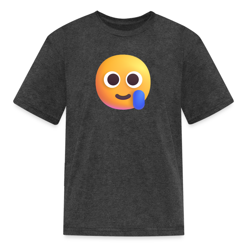 🥲 Smiling Face with Tear (Microsoft Fluent) Kids' T-Shirt - heather black