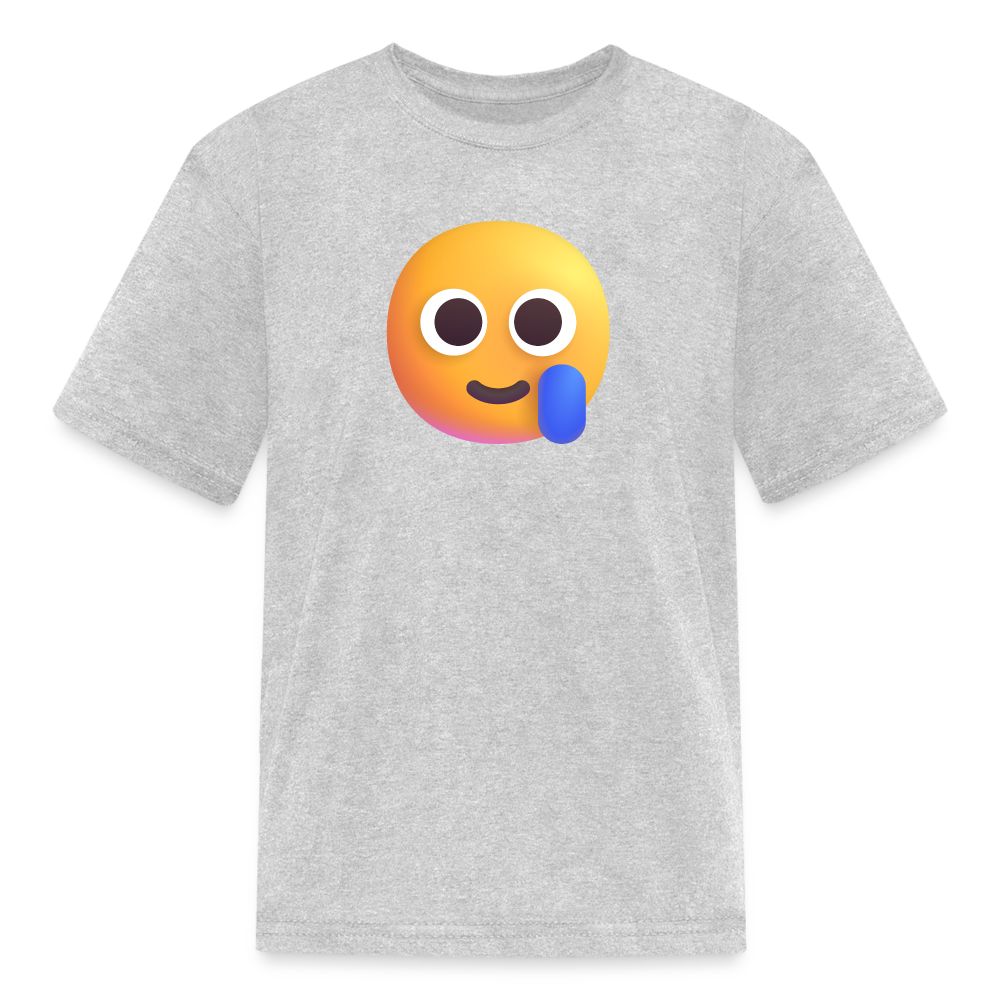 🥲 Smiling Face with Tear (Microsoft Fluent) Kids' T-Shirt - heather gray
