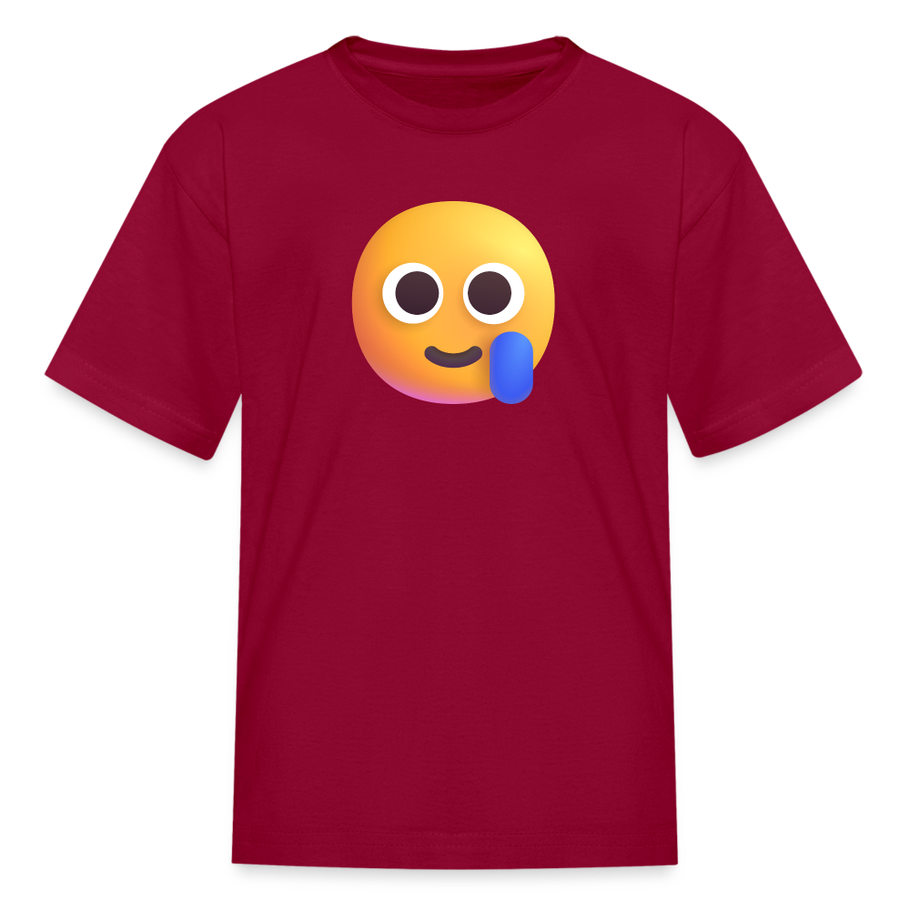 🥲 Smiling Face with Tear (Microsoft Fluent) Kids' T-Shirt - dark red