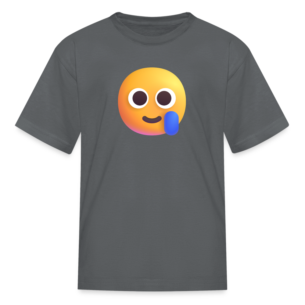 🥲 Smiling Face with Tear (Microsoft Fluent) Kids' T-Shirt - charcoal