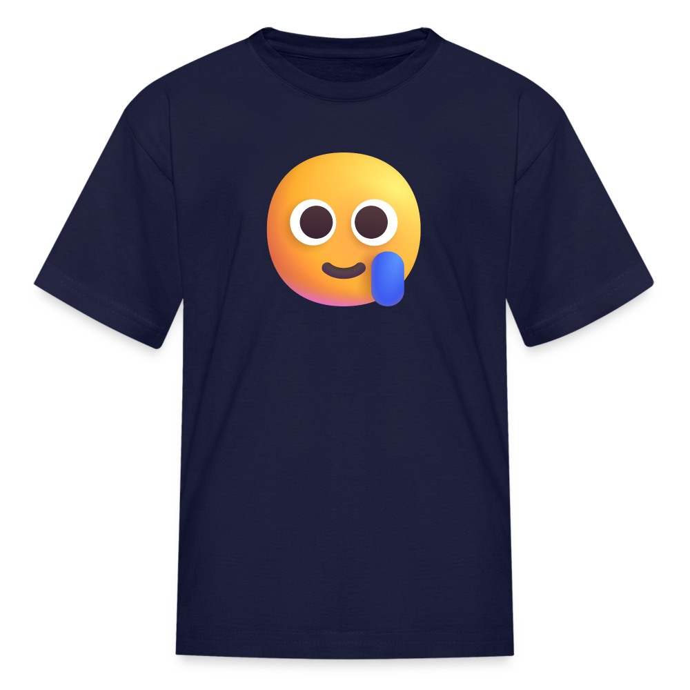 🥲 Smiling Face with Tear (Microsoft Fluent) Kids' T-Shirt - navy
