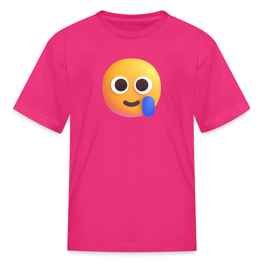 🥲 Smiling Face with Tear (Microsoft Fluent) Kids' T-Shirt - fuchsia