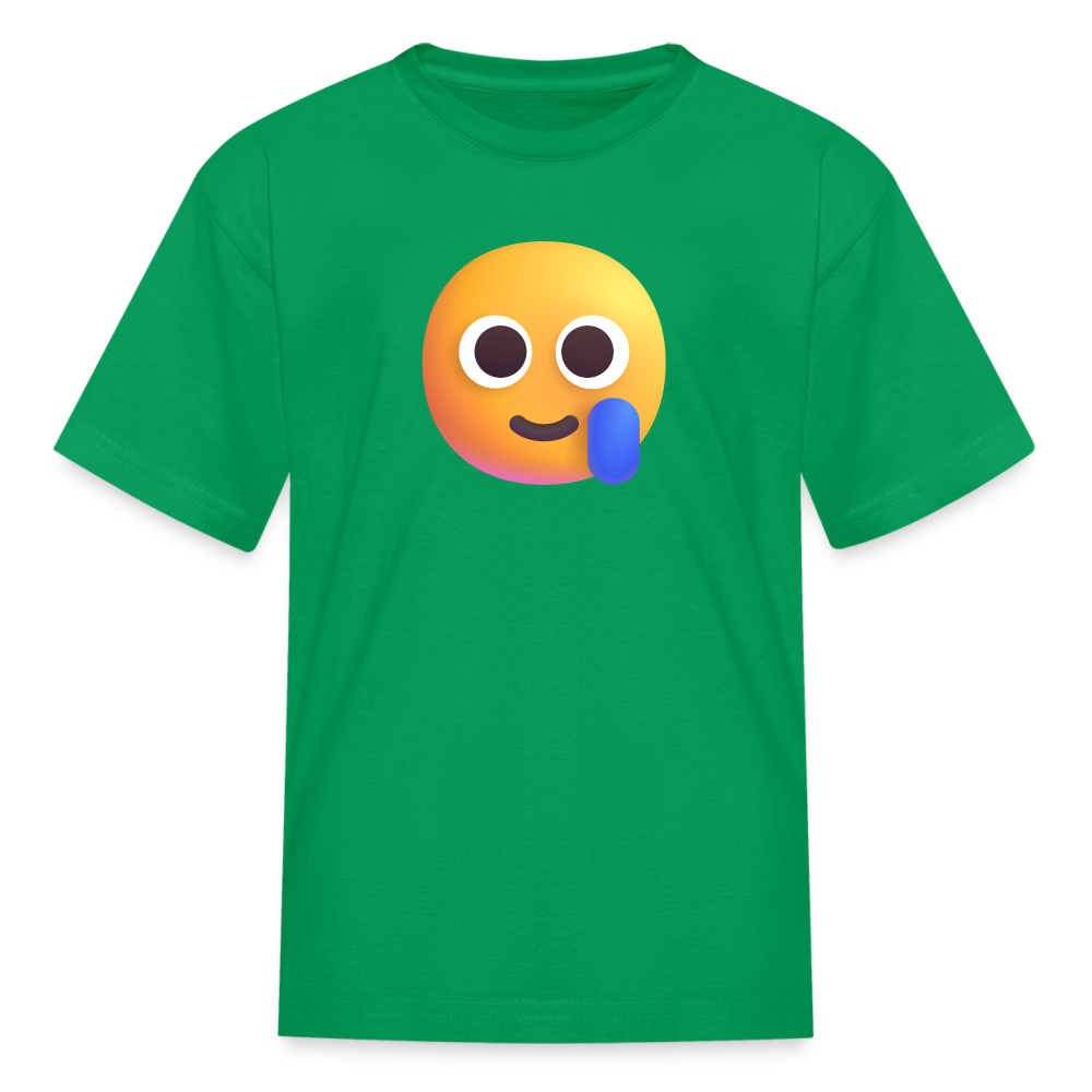 🥲 Smiling Face with Tear (Microsoft Fluent) Kids' T-Shirt - kelly green