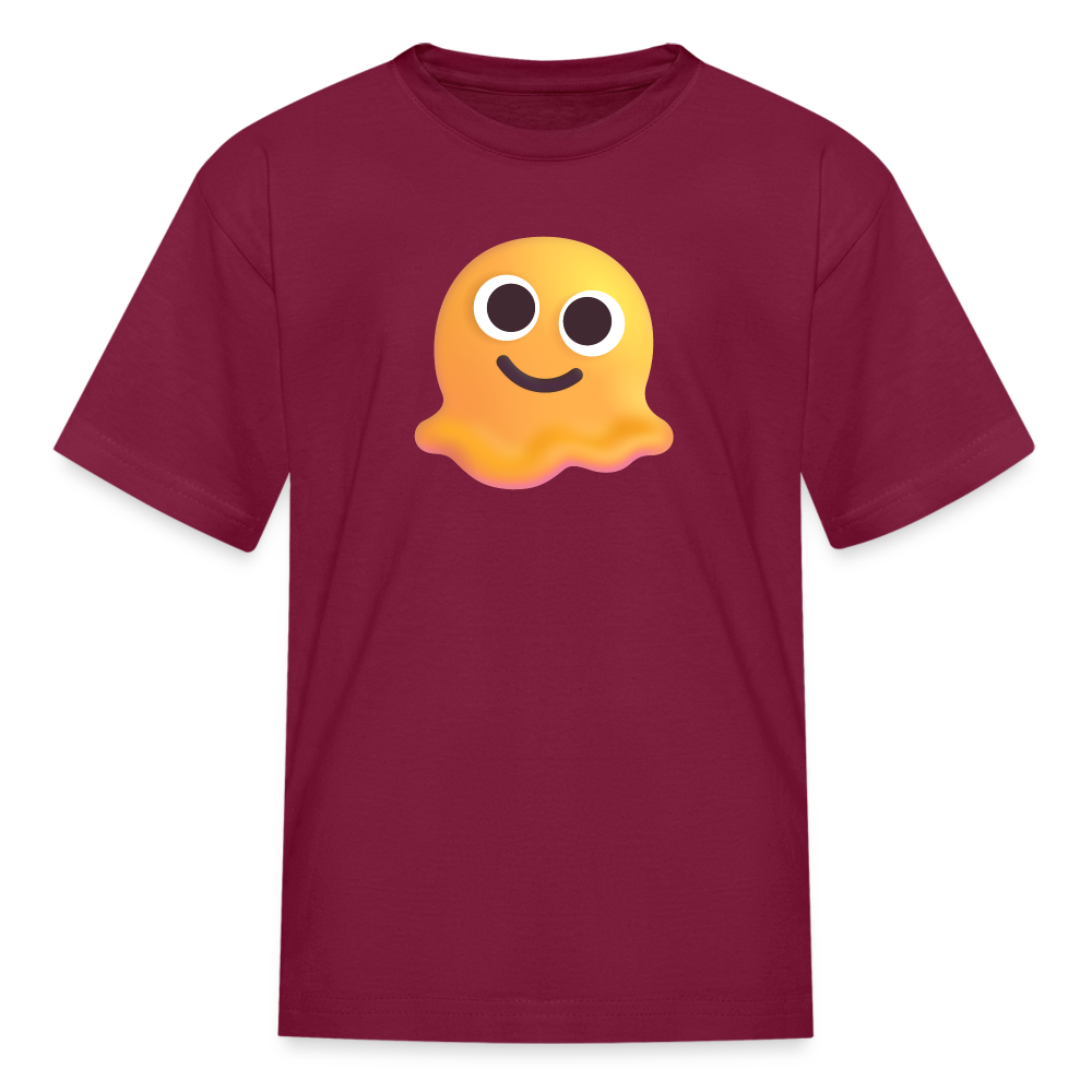 🫠 Melting Face (Microsoft Fluent) Kids' T-Shirt - burgundy