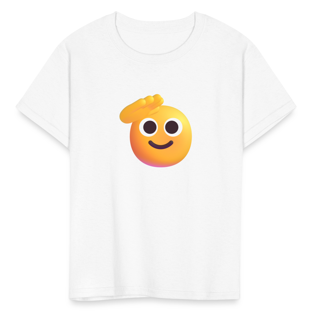 🫡 Saluting Face (Microsoft Fluent) Kids' T-Shirt - white