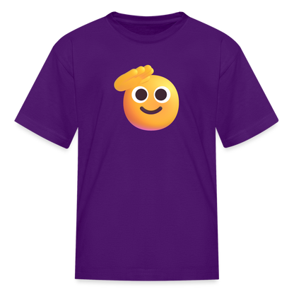 🫡 Saluting Face (Microsoft Fluent) Kids' T-Shirt - purple