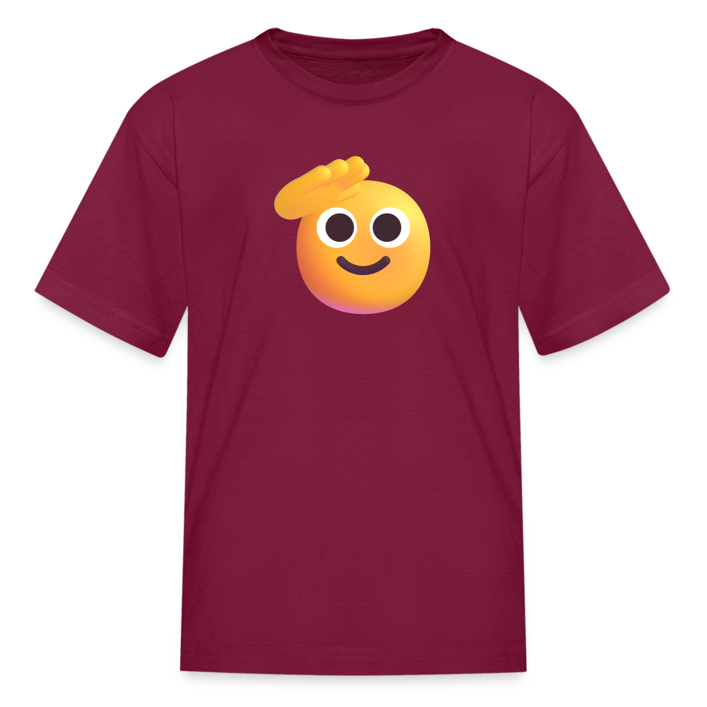 🫡 Saluting Face (Microsoft Fluent) Kids' T-Shirt - burgundy