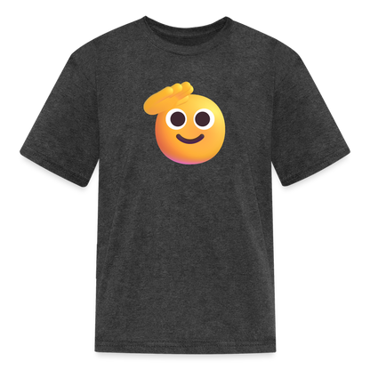 🫡 Saluting Face (Microsoft Fluent) Kids' T-Shirt - heather black