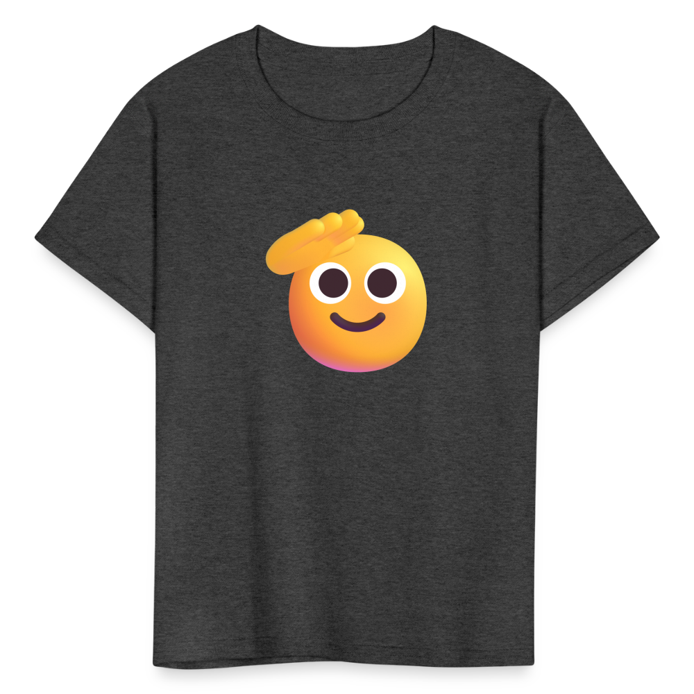 🫡 Saluting Face (Microsoft Fluent) Kids' T-Shirt - heather black
