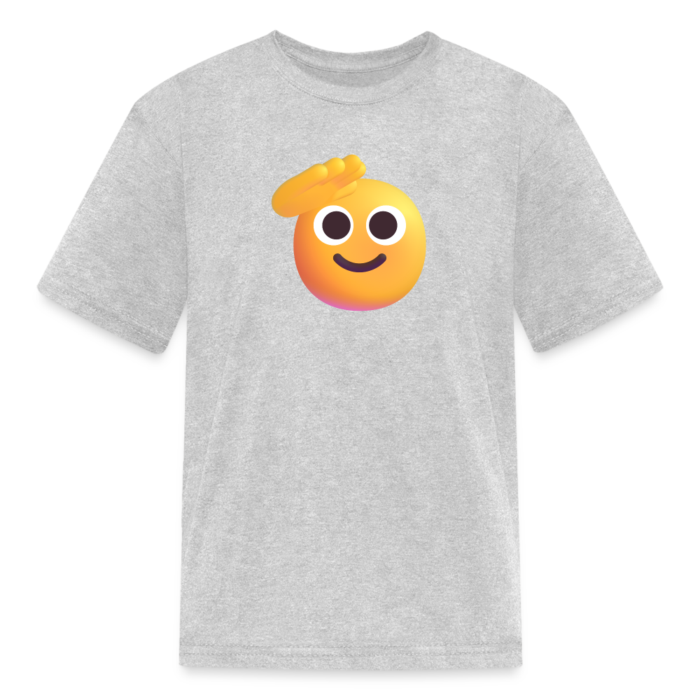 🫡 Saluting Face (Microsoft Fluent) Kids' T-Shirt - heather gray