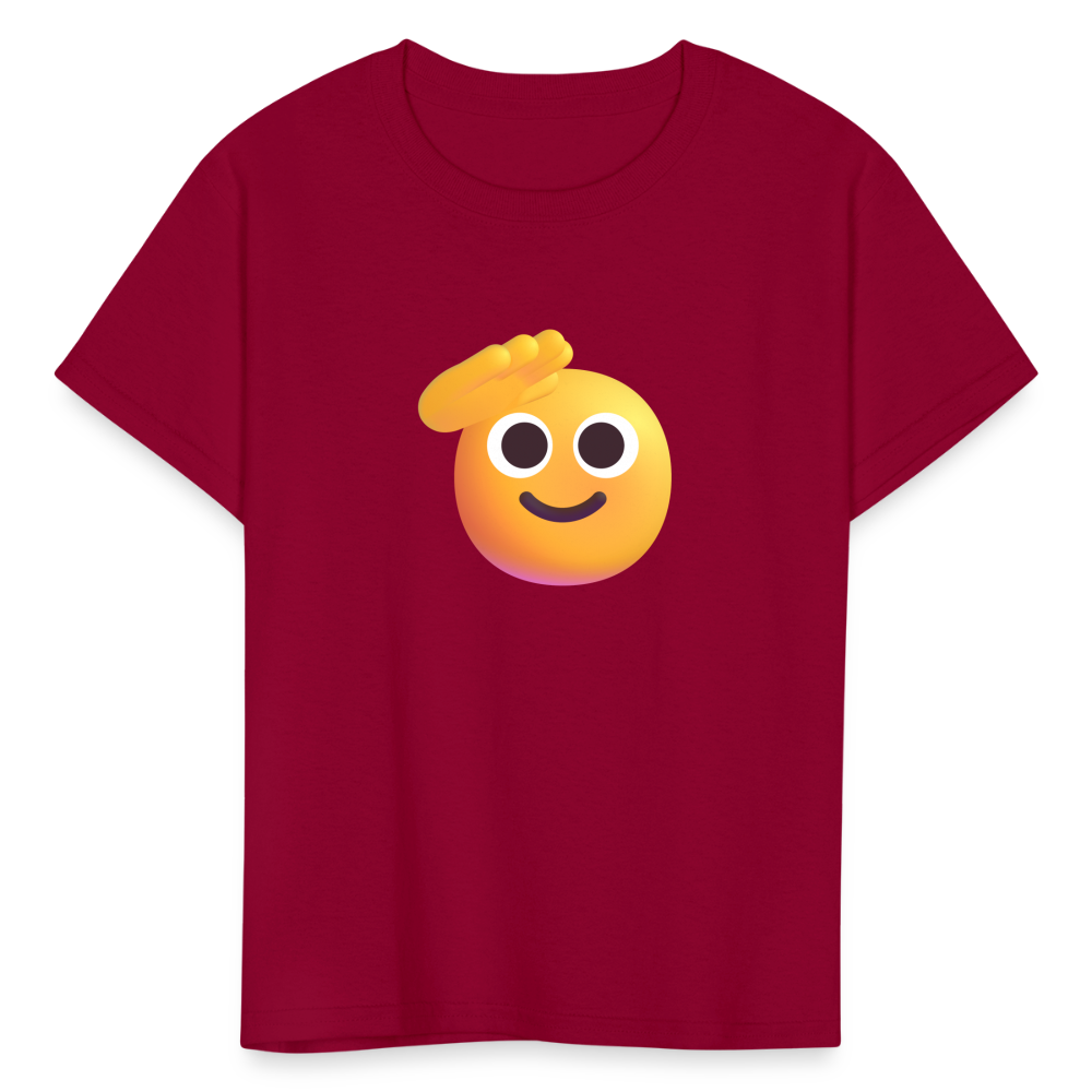 🫡 Saluting Face (Microsoft Fluent) Kids' T-Shirt - dark red