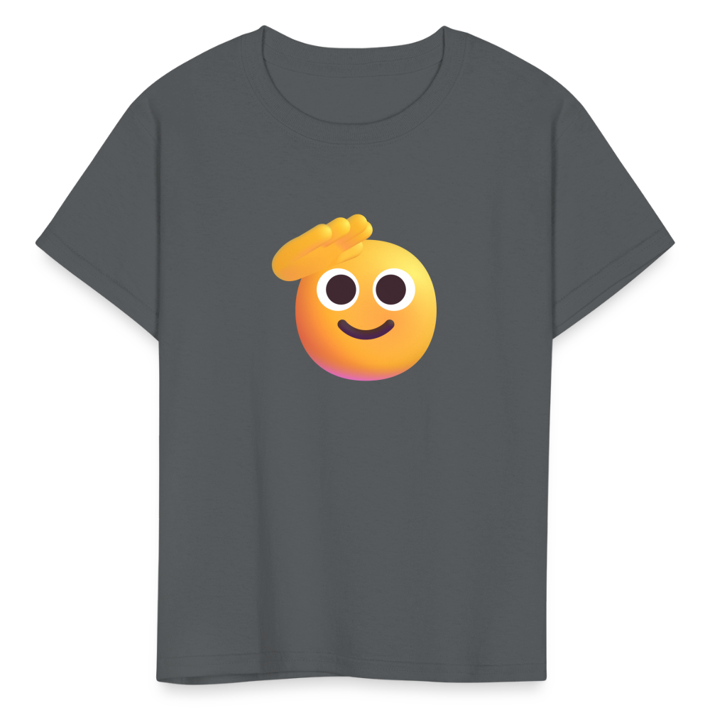 🫡 Saluting Face (Microsoft Fluent) Kids' T-Shirt - charcoal
