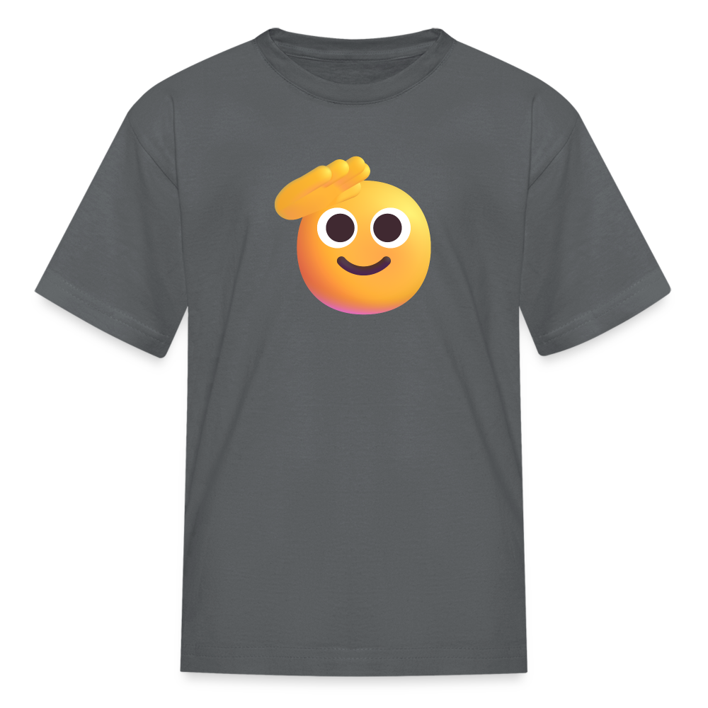 🫡 Saluting Face (Microsoft Fluent) Kids' T-Shirt - charcoal