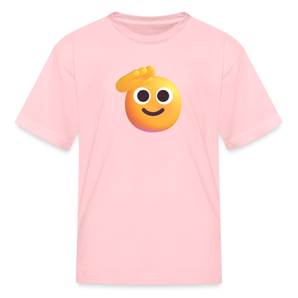 🫡 Saluting Face (Microsoft Fluent) Kids' T-Shirt - pink