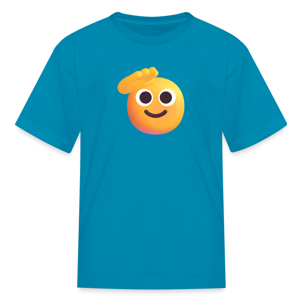 🫡 Saluting Face (Microsoft Fluent) Kids' T-Shirt - turquoise