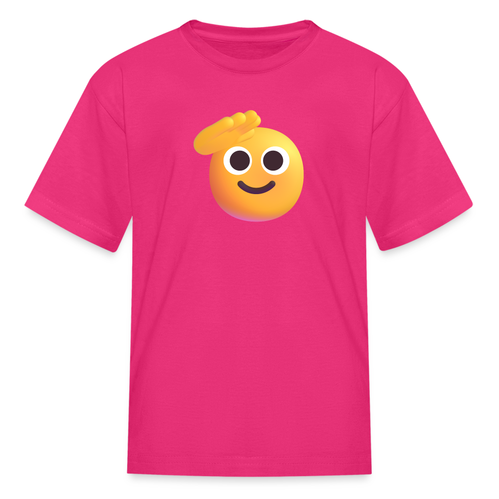 🫡 Saluting Face (Microsoft Fluent) Kids' T-Shirt - fuchsia