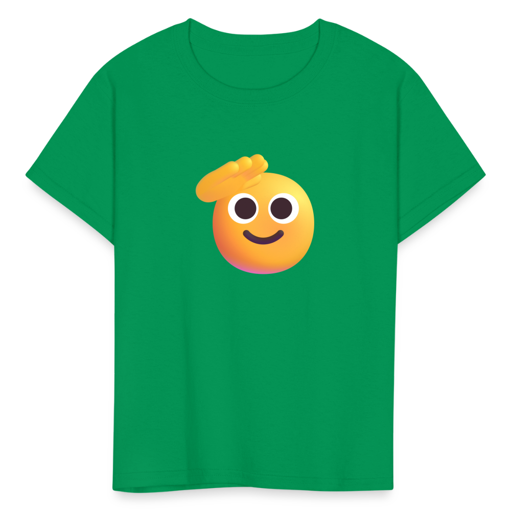 🫡 Saluting Face (Microsoft Fluent) Kids' T-Shirt - kelly green