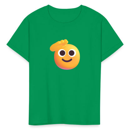 🫡 Saluting Face (Microsoft Fluent) Kids' T-Shirt - kelly green
