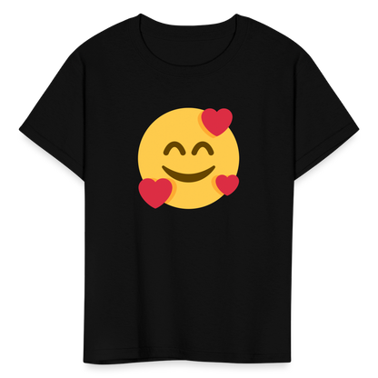 🥰 Smiling Face with Hearts (Twemoji) Kids' T-Shirt - black