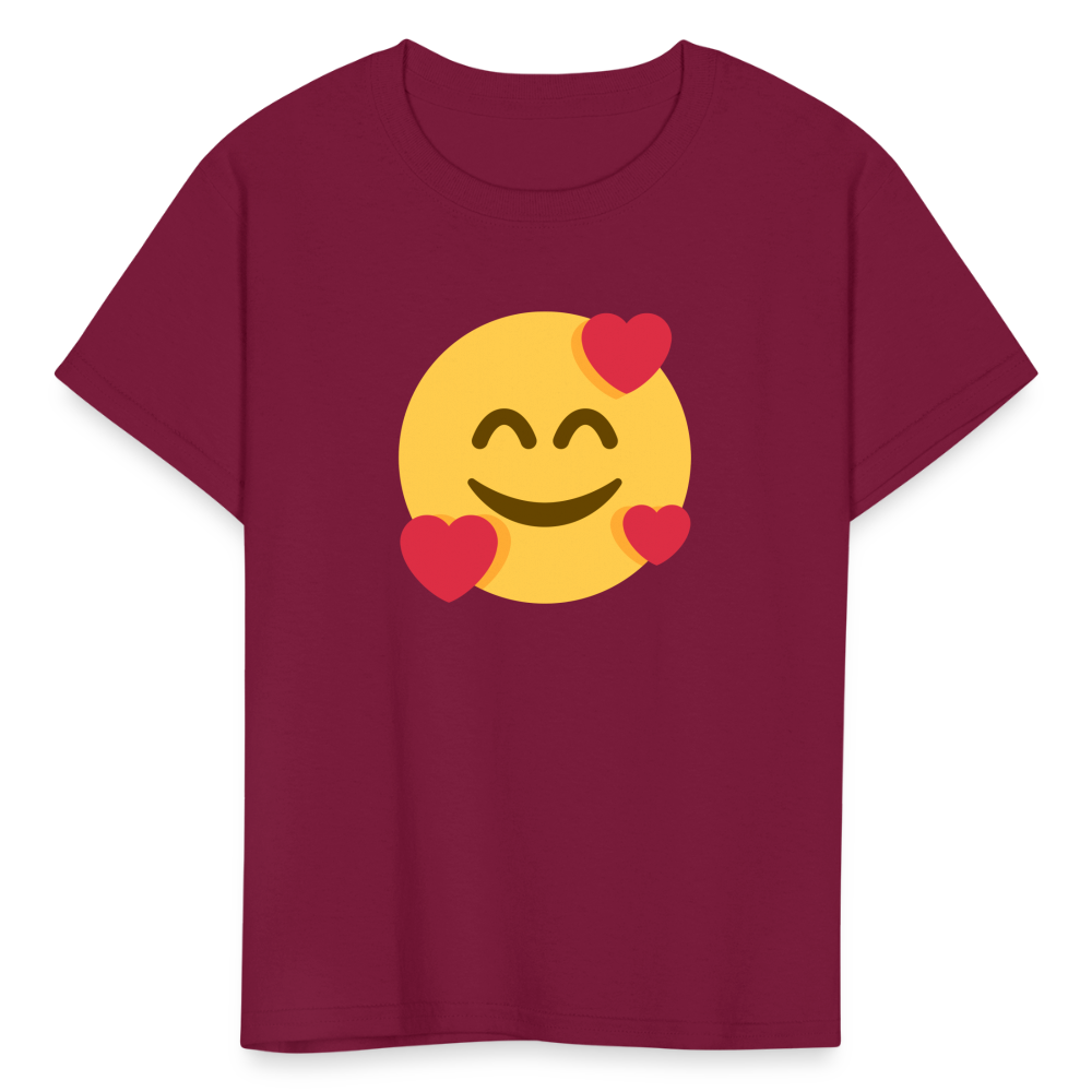 🥰 Smiling Face with Hearts (Twemoji) Kids' T-Shirt - burgundy
