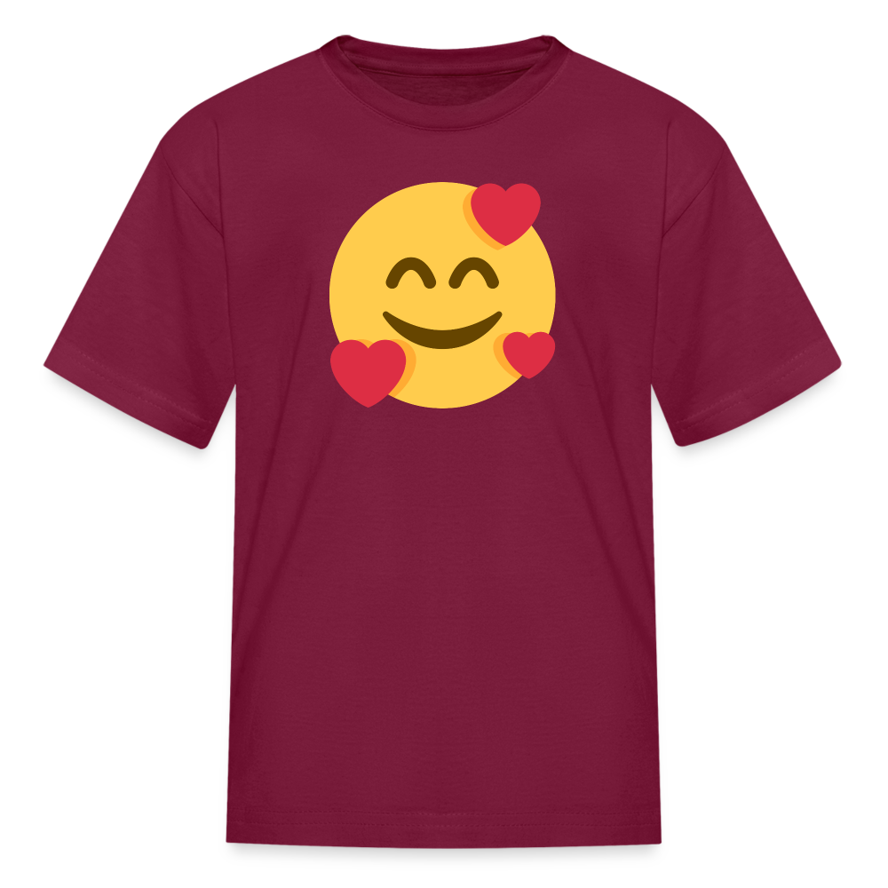 🥰 Smiling Face with Hearts (Twemoji) Kids' T-Shirt - burgundy