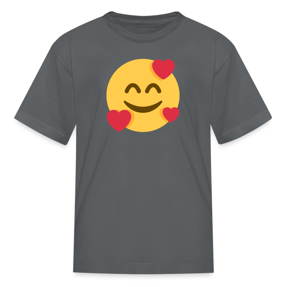 🥰 Smiling Face with Hearts (Twemoji) Kids' T-Shirt - charcoal