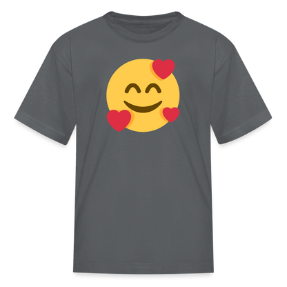 🥰 Smiling Face with Hearts (Twemoji) Kids' T-Shirt - charcoal