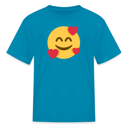 🥰 Smiling Face with Hearts (Twemoji) Kids' T-Shirt - turquoise