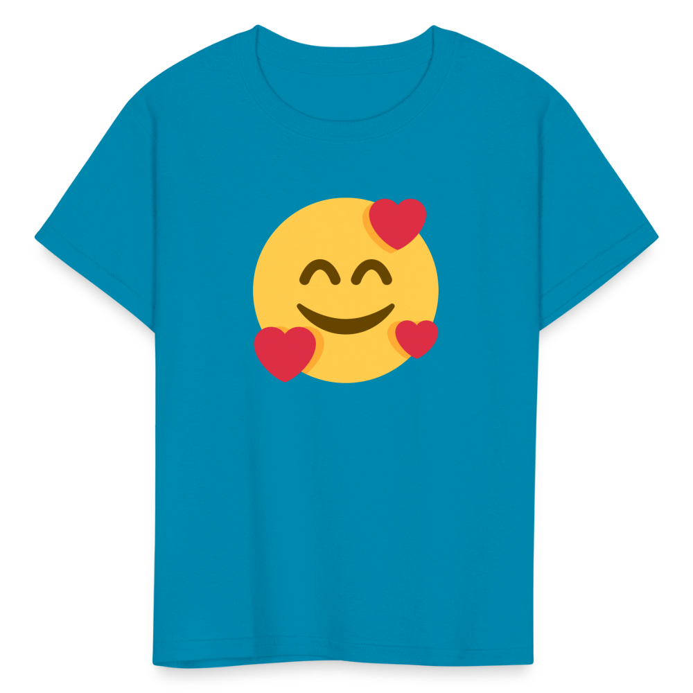 🥰 Smiling Face with Hearts (Twemoji) Kids' T-Shirt - turquoise