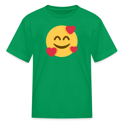 🥰 Smiling Face with Hearts (Twemoji) Kids' T-Shirt - kelly green
