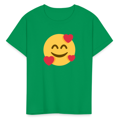 🥰 Smiling Face with Hearts (Twemoji) Kids' T-Shirt - kelly green