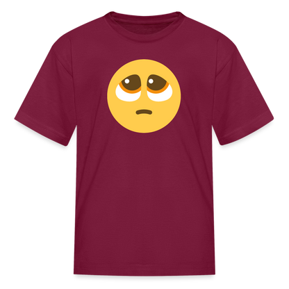 🥺 Pleading Face (Twemoji) Kids' T-Shirt - burgundy