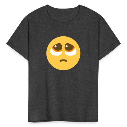 🥺 Pleading Face (Twemoji) Kids' T-Shirt - heather black