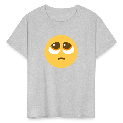 🥺 Pleading Face (Twemoji) Kids' T-Shirt - heather gray