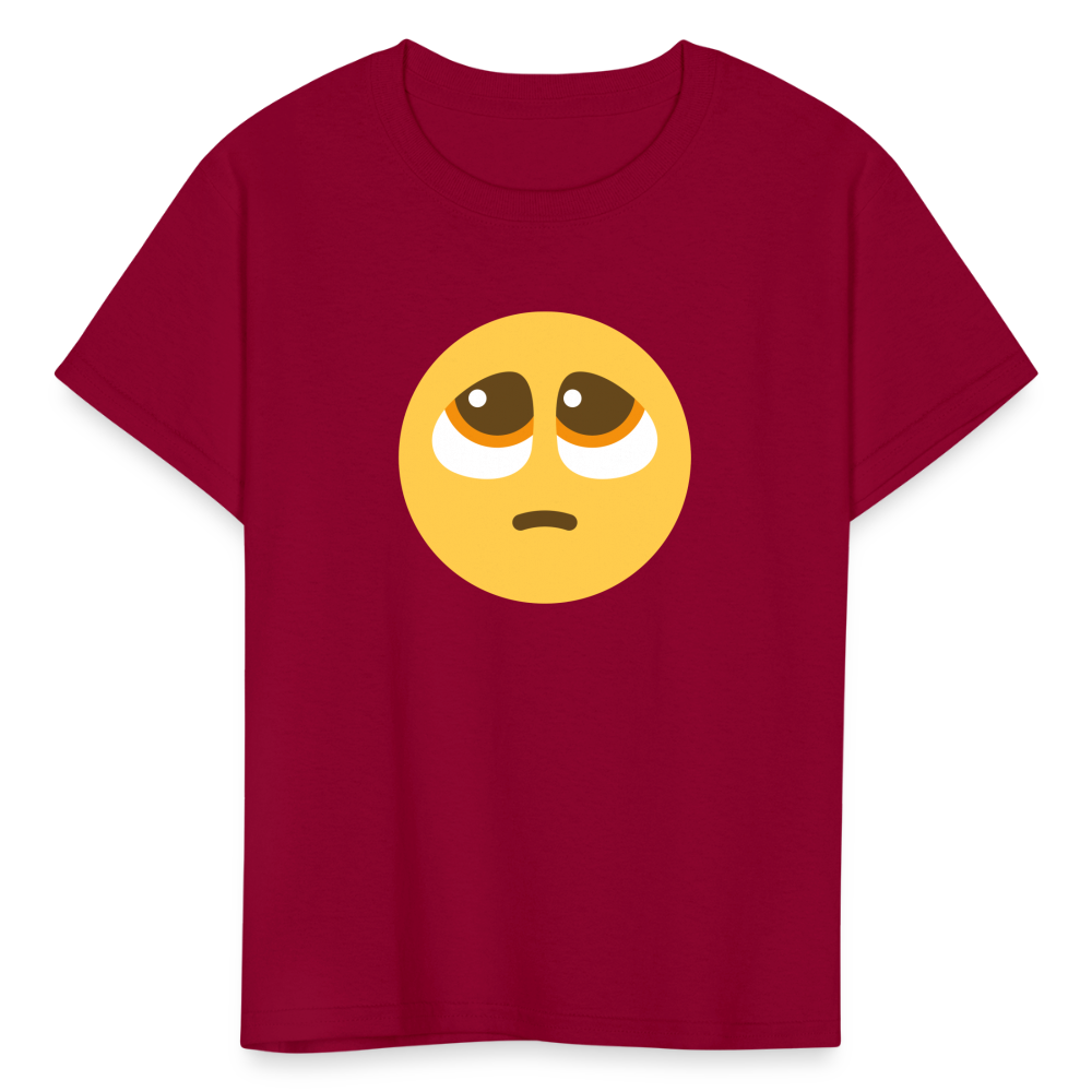 🥺 Pleading Face (Twemoji) Kids' T-Shirt - dark red